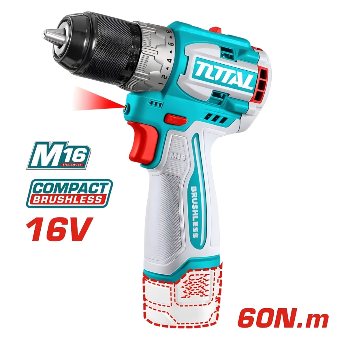 Combo Taladro Atornillador 16v 60Nm + Kit de Limpieza Total2