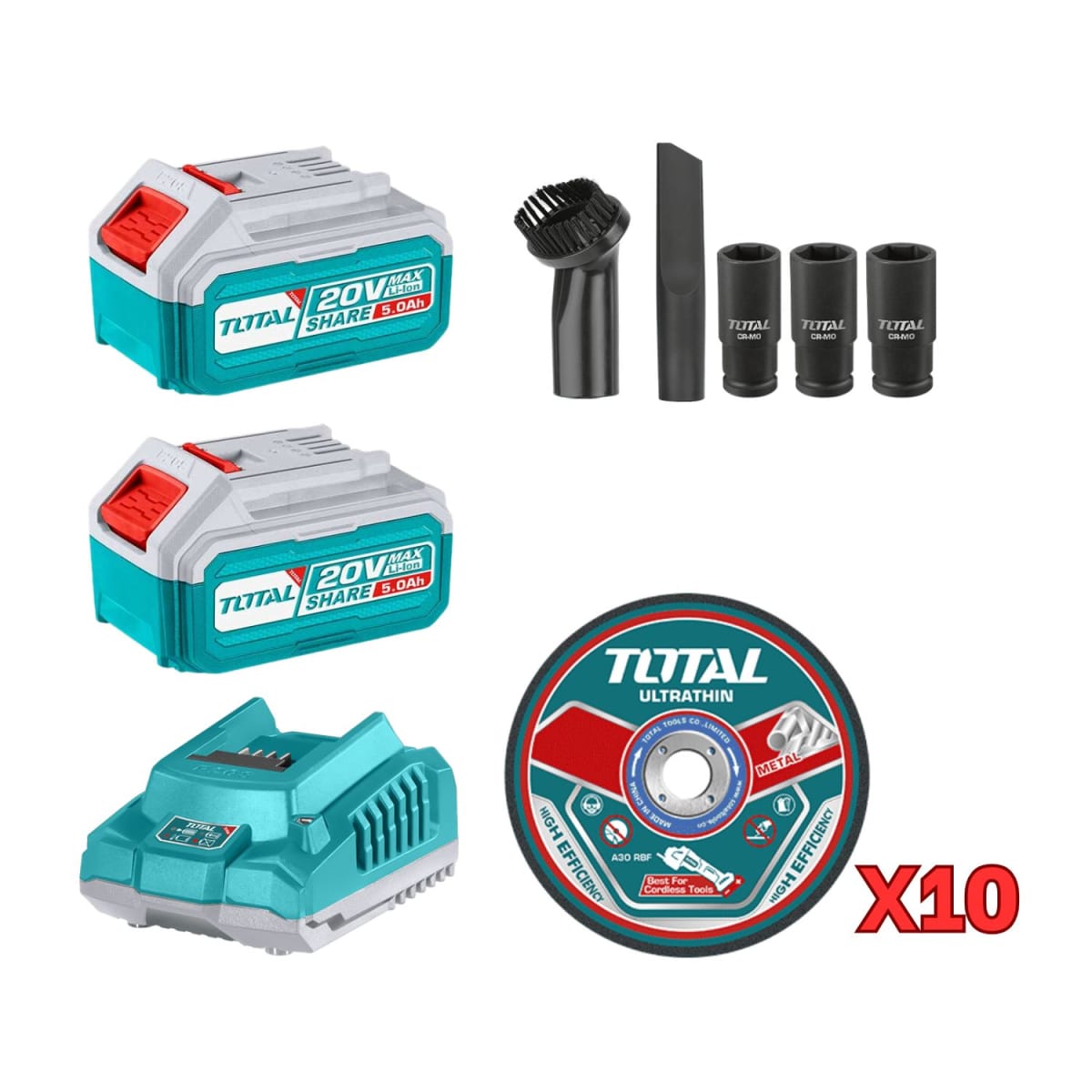 Combo llave de impacto 850nm + aspiradora + amoladora industrial Total6