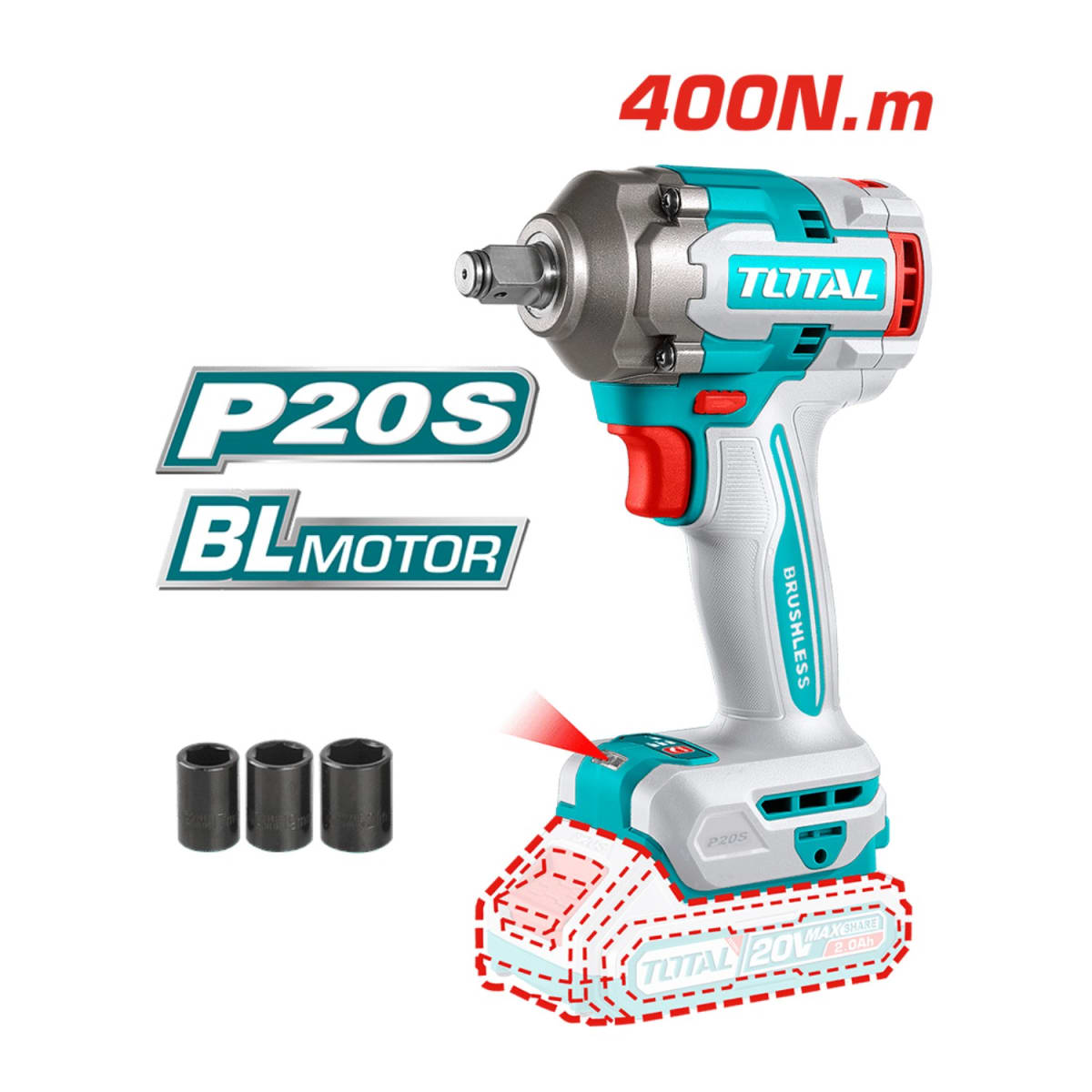 Taladro percutor 66nm + llave de impacto + pistola de calor + herramienta multifunción Total6