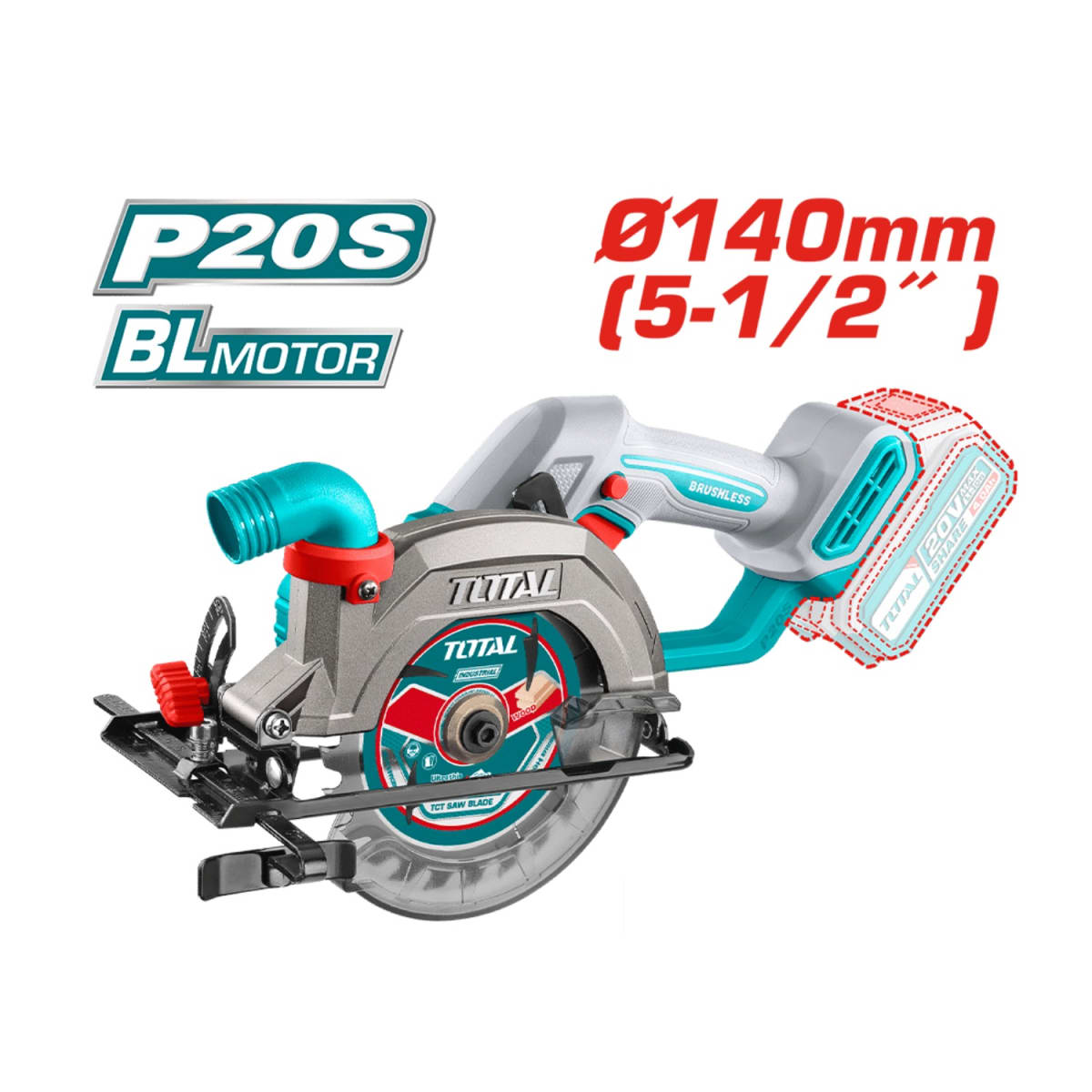 Taladro percutor 66nm + sierra circular + atornillador 285nm + lijadora y linterna Total4