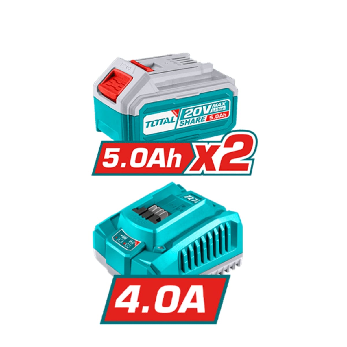 Combo llave de impacto 850Nm + linterna Total5