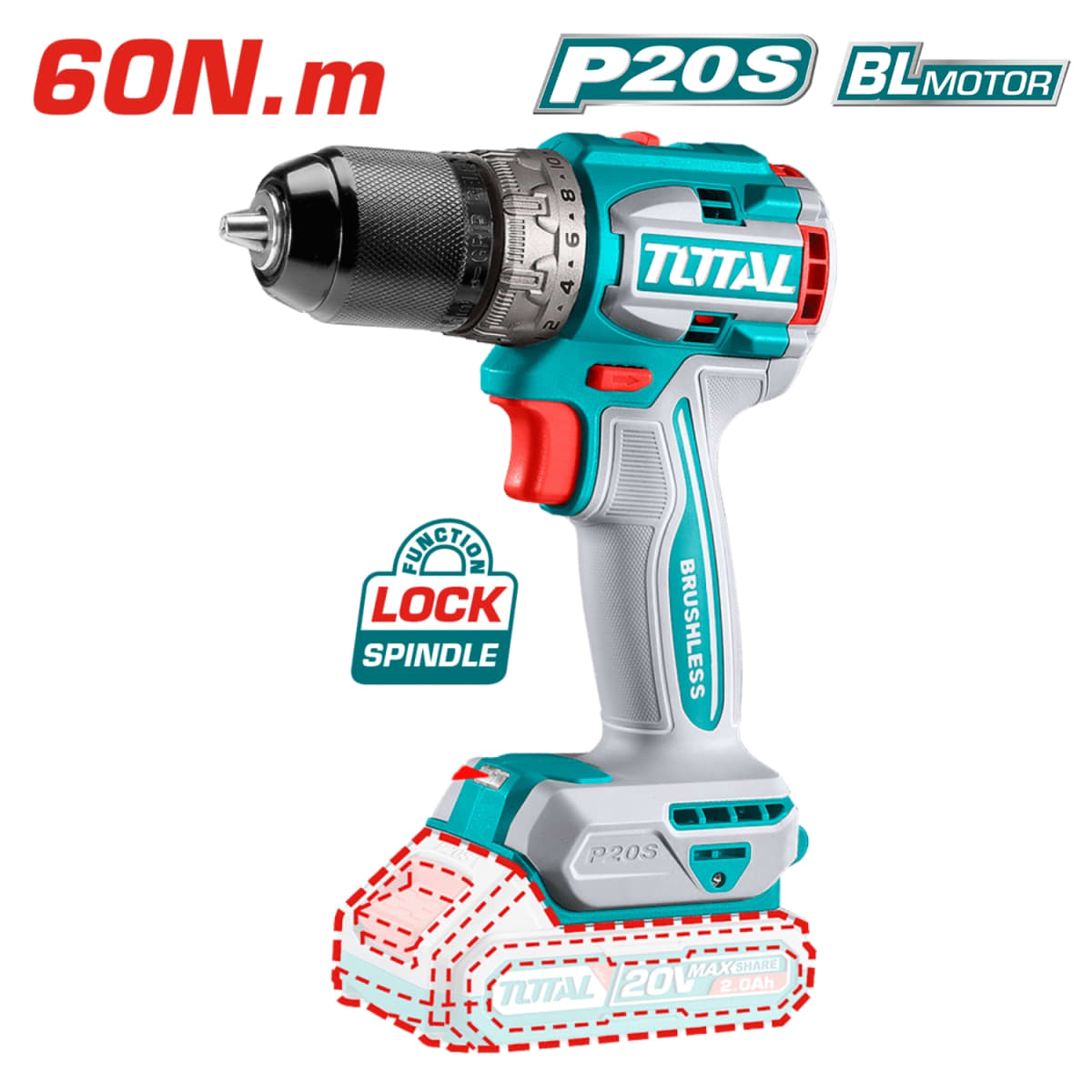 Combo Taladro 60nm + Amoladora 1000w + Sopladora 20v Total2