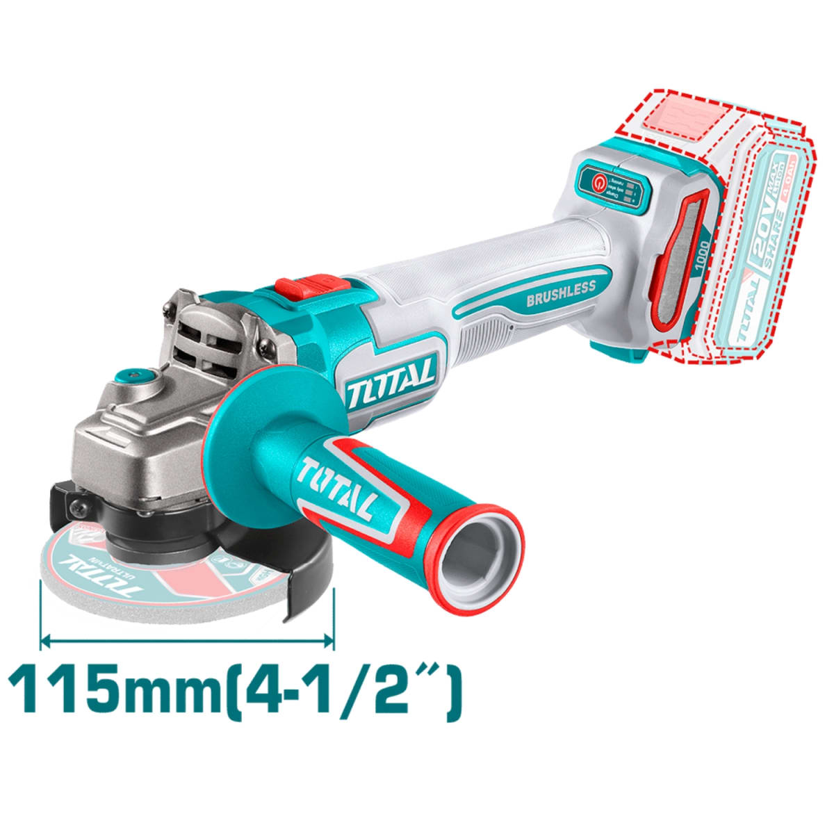 Combo Taladro 60nm + Amoladora 1000w + Sopladora 20v Total3