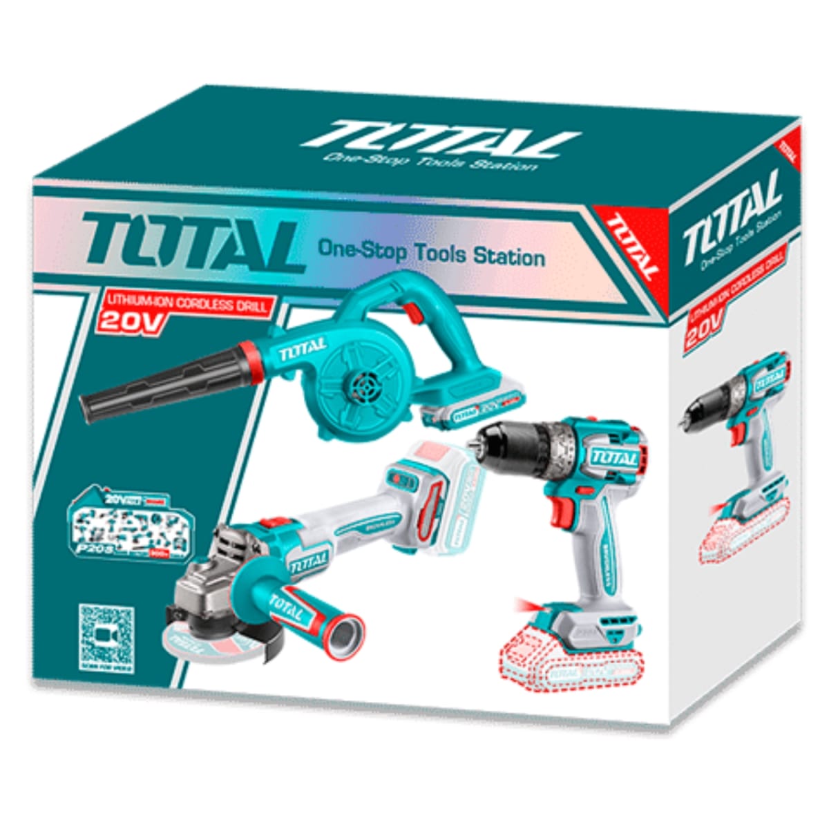 Combo Taladro 60nm + Amoladora 1000w + Sopladora 20v Total7