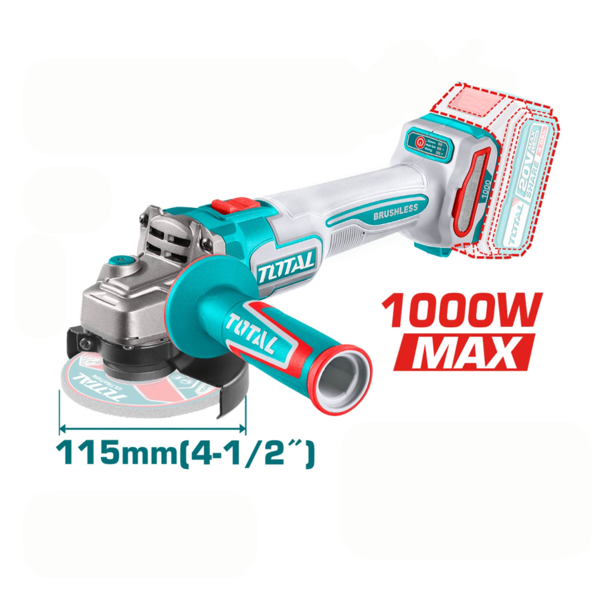 Mega Combo Industrial Taladro + Amoladora + Rotomartillo Total4