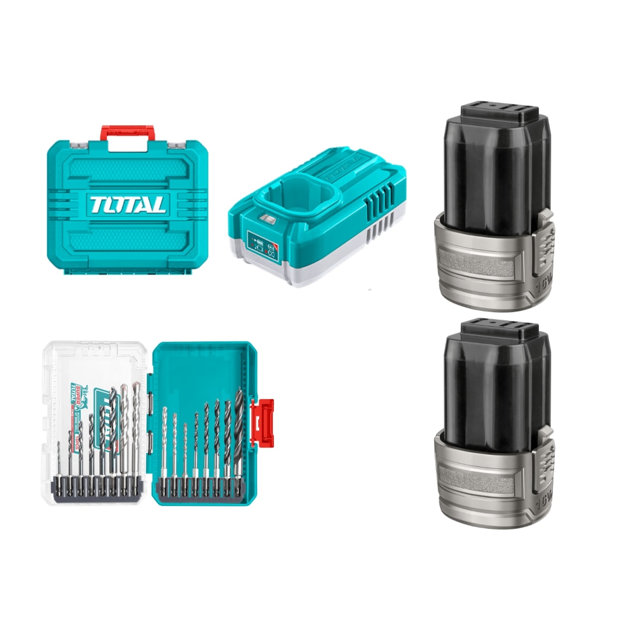 Combo Taladro Percutor 60nm 16v + Set de Brocas Total4