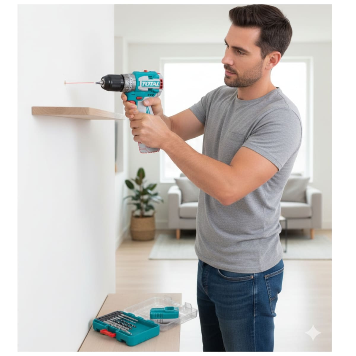 Combo Taladro Percutor 60nm 16v + Set de Brocas Total5