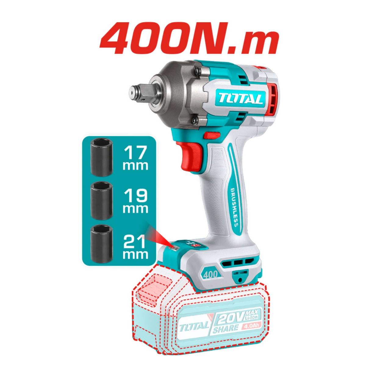 Combo Taladro 66N.M. + Amoladora y Llave de Impacto 20V Total7