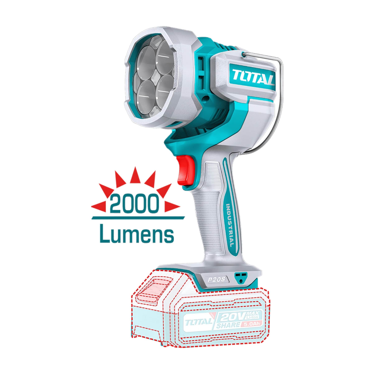 Mega Combo Llave de Impacto 1350N.m + Llave de Impacto 500N.m. + Pistola de Calor + Lámpara Total6