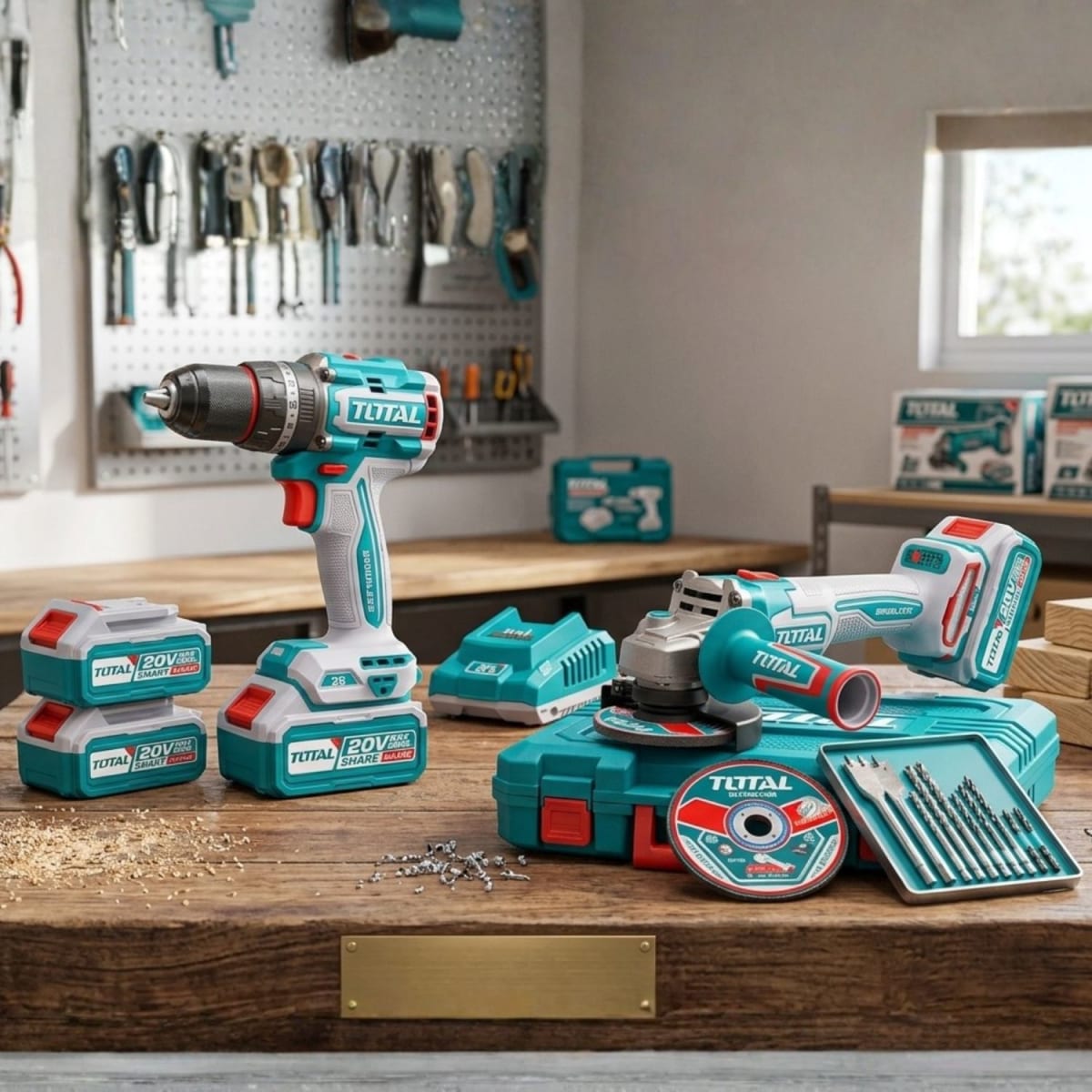 Combo Taladro 96nm y Amoladora 20v Brushless Industrial Total2