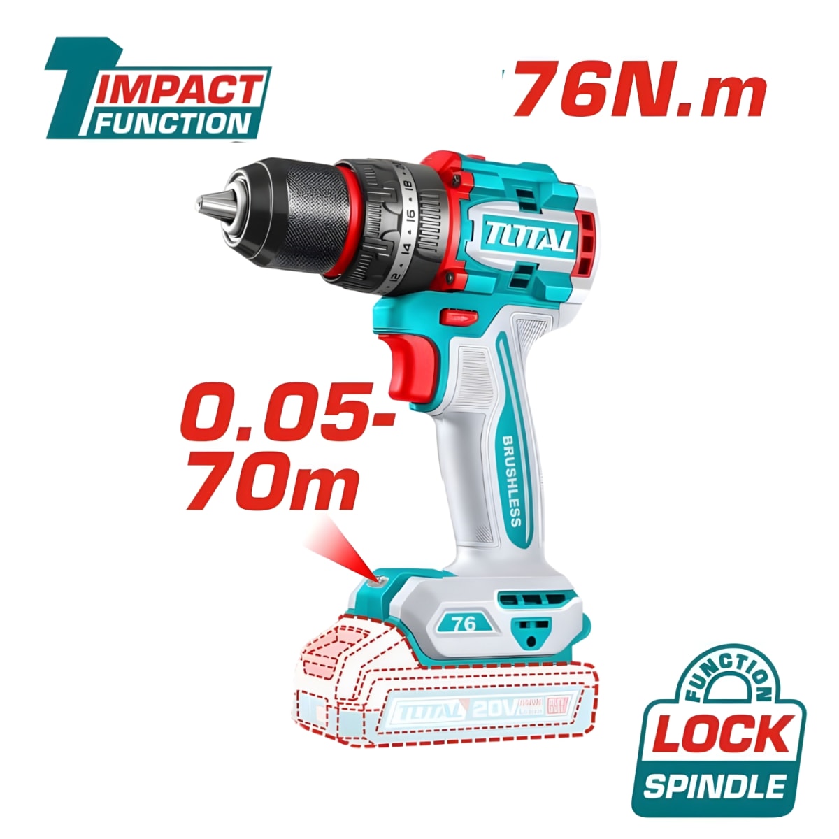 Combo Taladro 76nm + Nivel Laser de 2 Lineas + Medidor de Distancia Laser 70m Total3