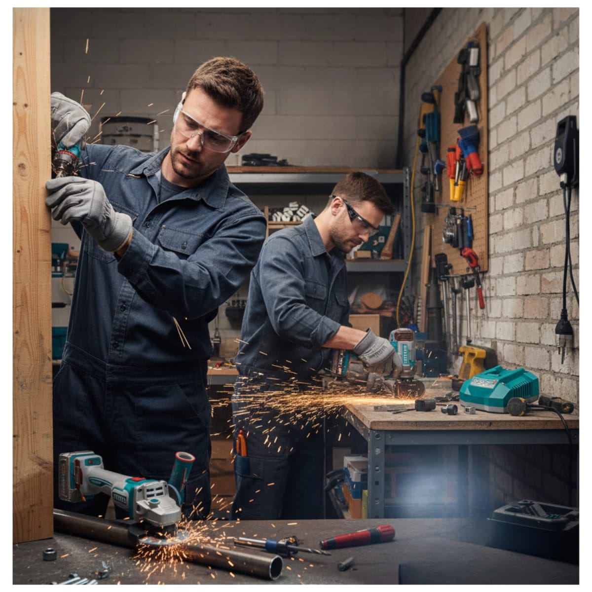 Combo 5 en 1 Taladro 66nm + Atornillador de Impacto 285nm + Amoladora + 2 Linternas 20v Total9