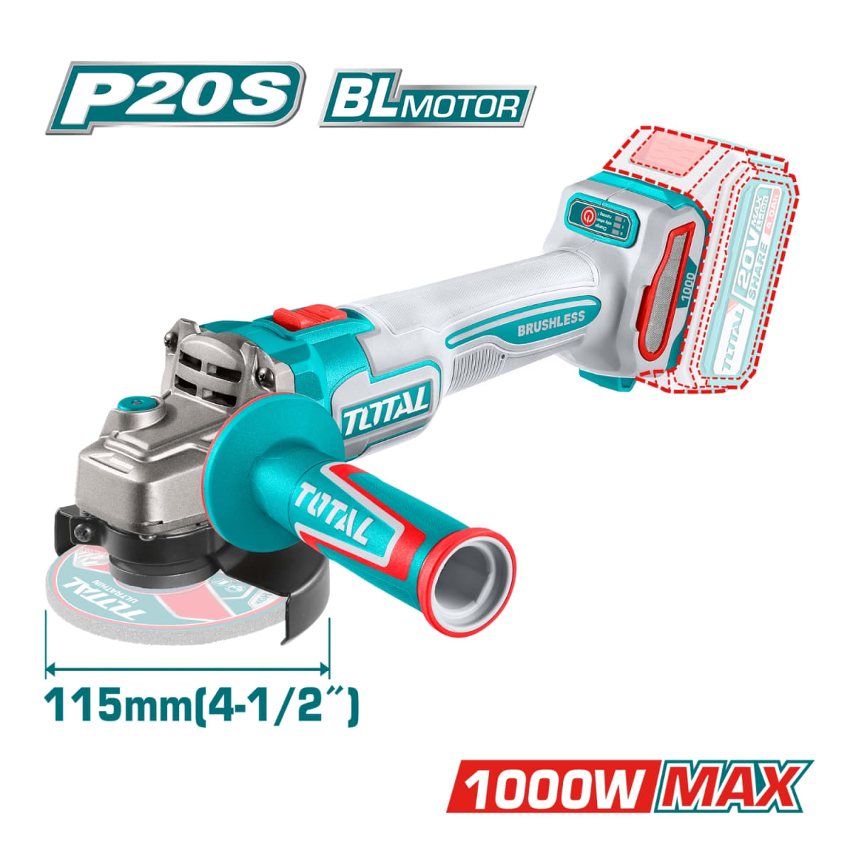 Combo 4 en 1 Amoladora 1000w + Pulidora + Pistola de Pintar + Lijadora 20v Total2