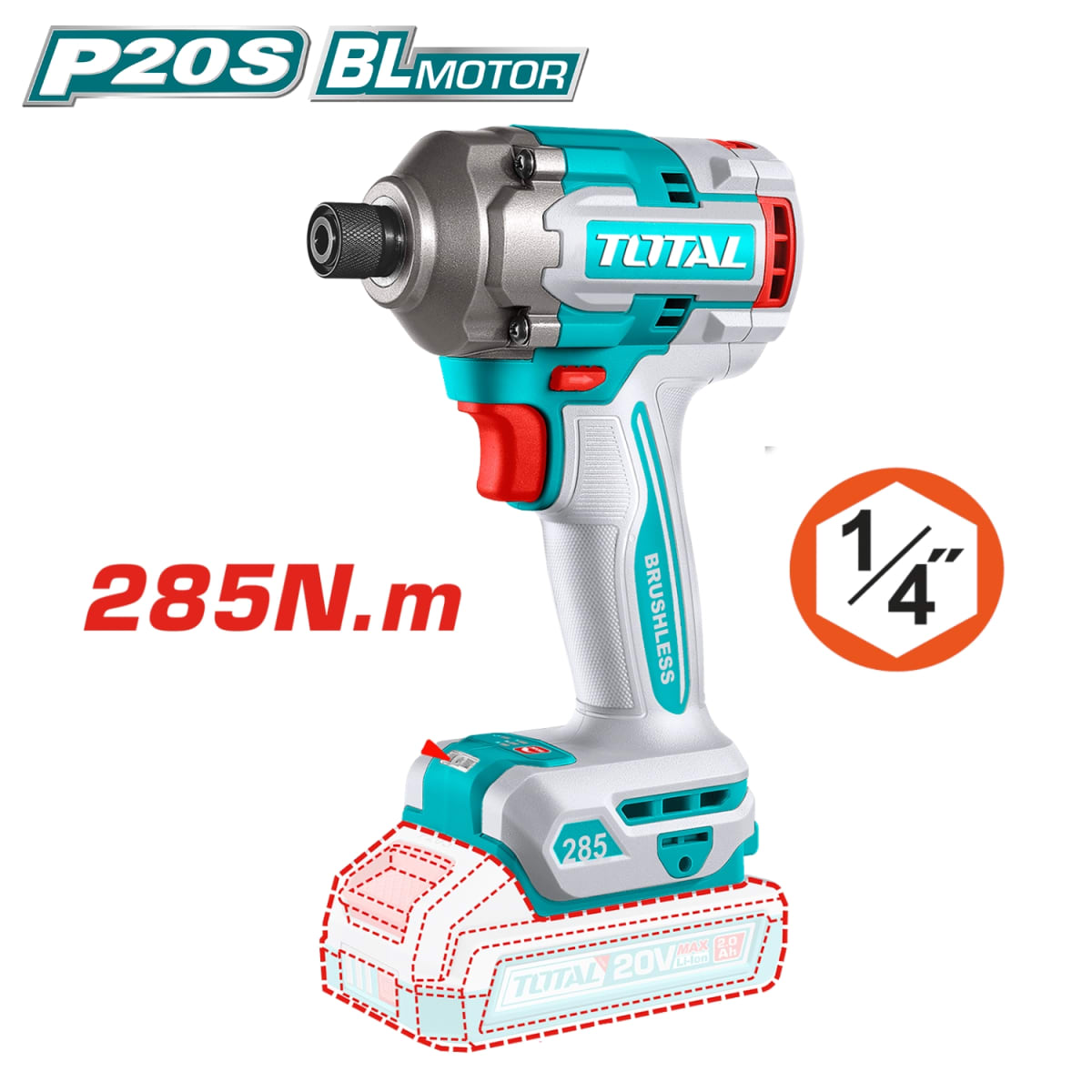 Atornillador de Impacto 285nm + Accesorios 13pcs Total2