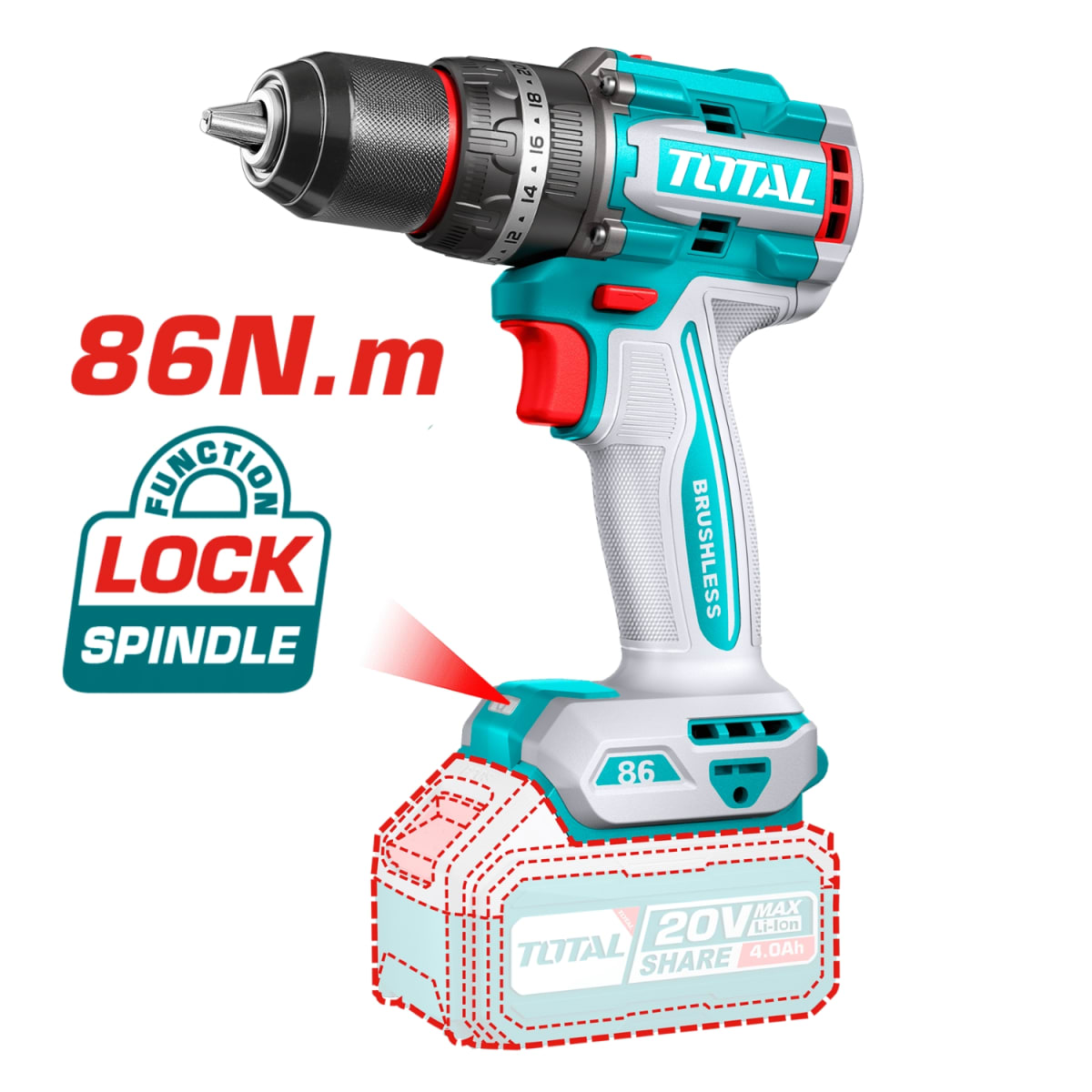 Taladro percutor 86nm + atornillador de impacto 285nm y sopladora Total3