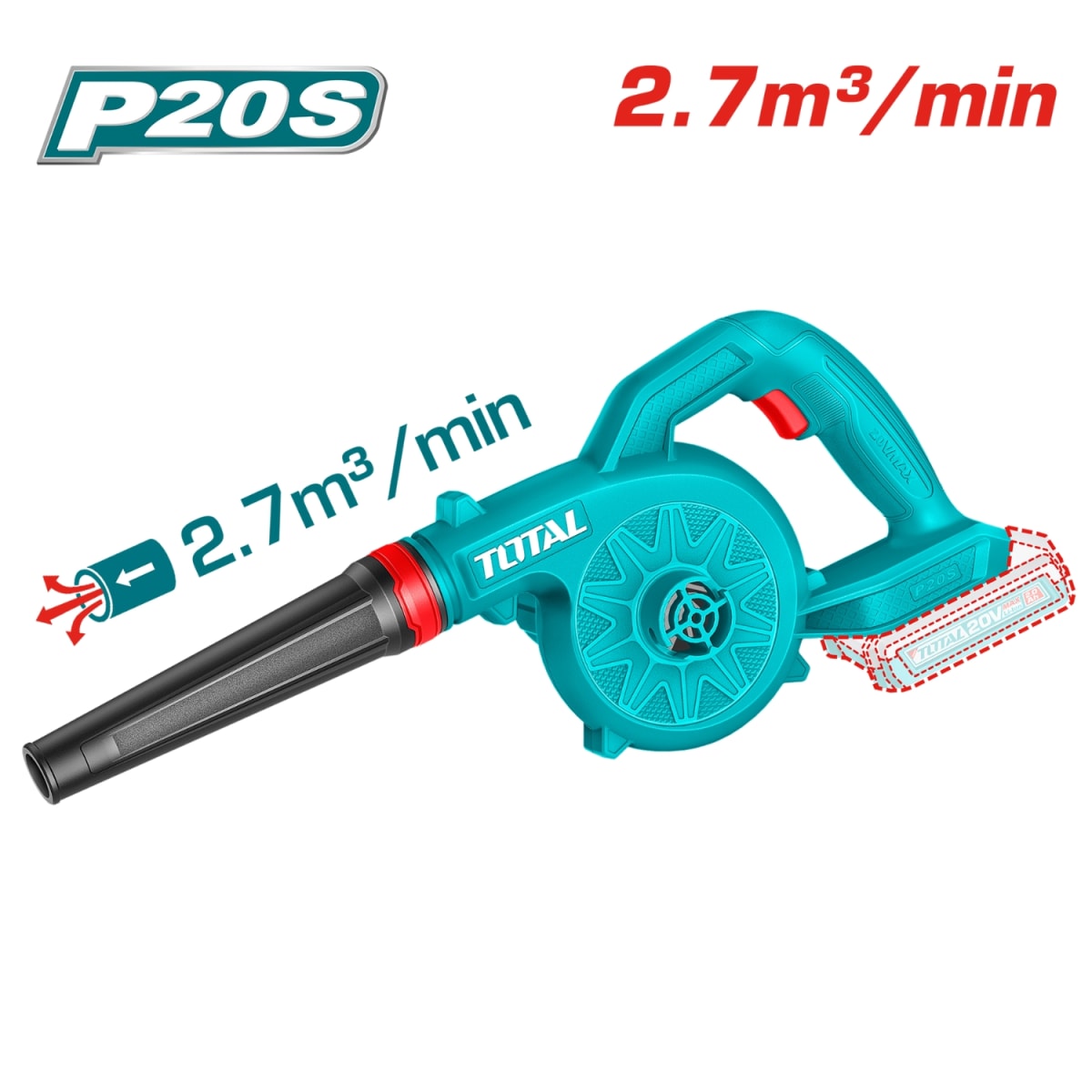 Taladro percutor 86nm + atornillador de impacto 285nm y sopladora Total4