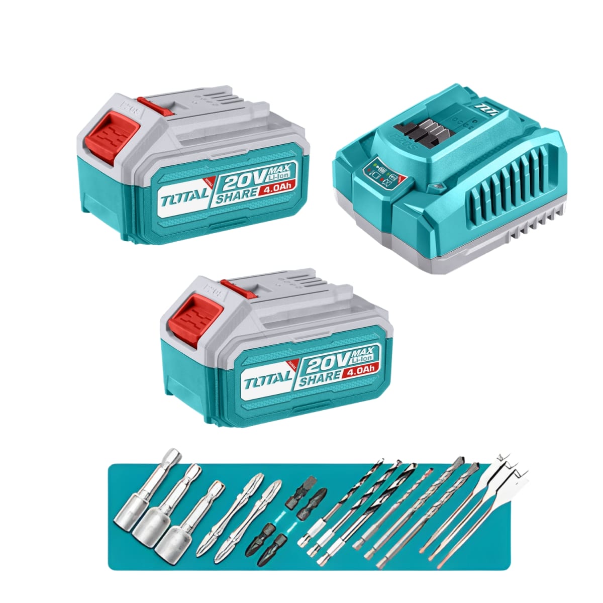 Taladro percutor 86nm + atornillador de impacto 285nm y sopladora Total5