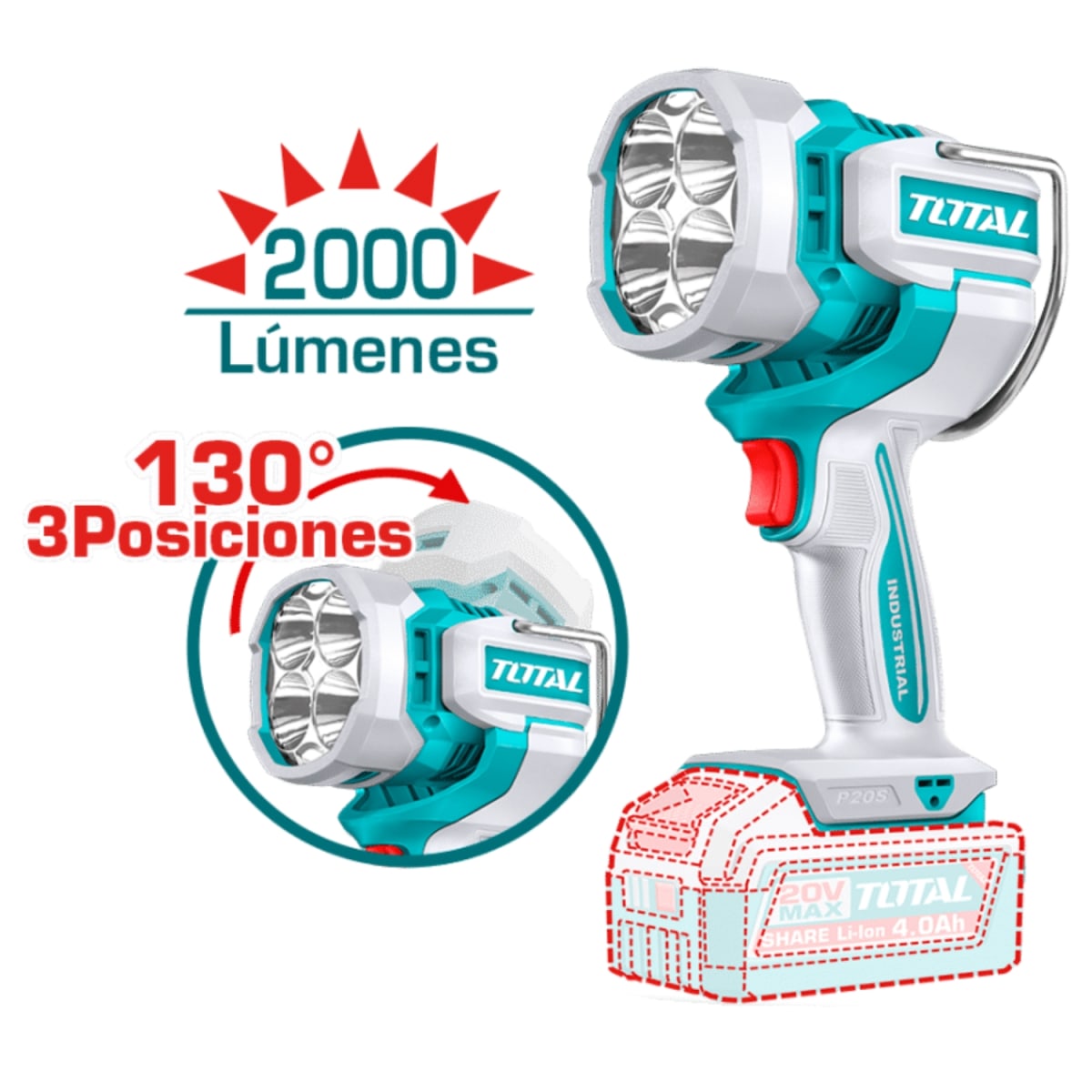 Combo taladro 66nm + Amoladora + sopladora + linterna 20V Total4