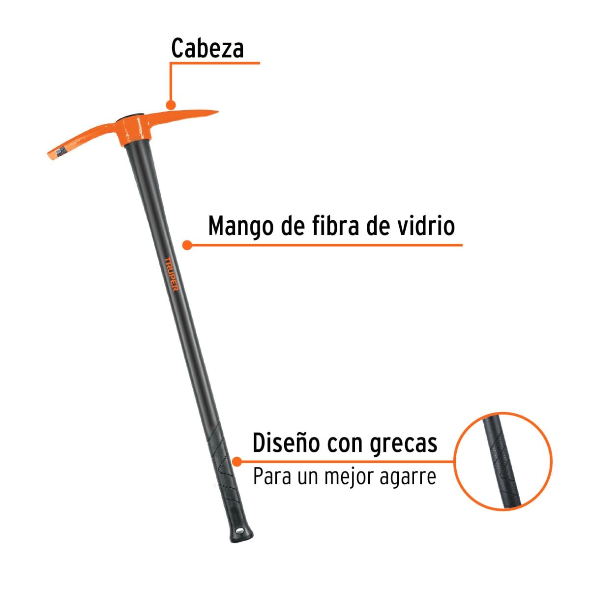Zapapico 2.5 lb con mango de fibra de vidrio de 36´´, Truper2