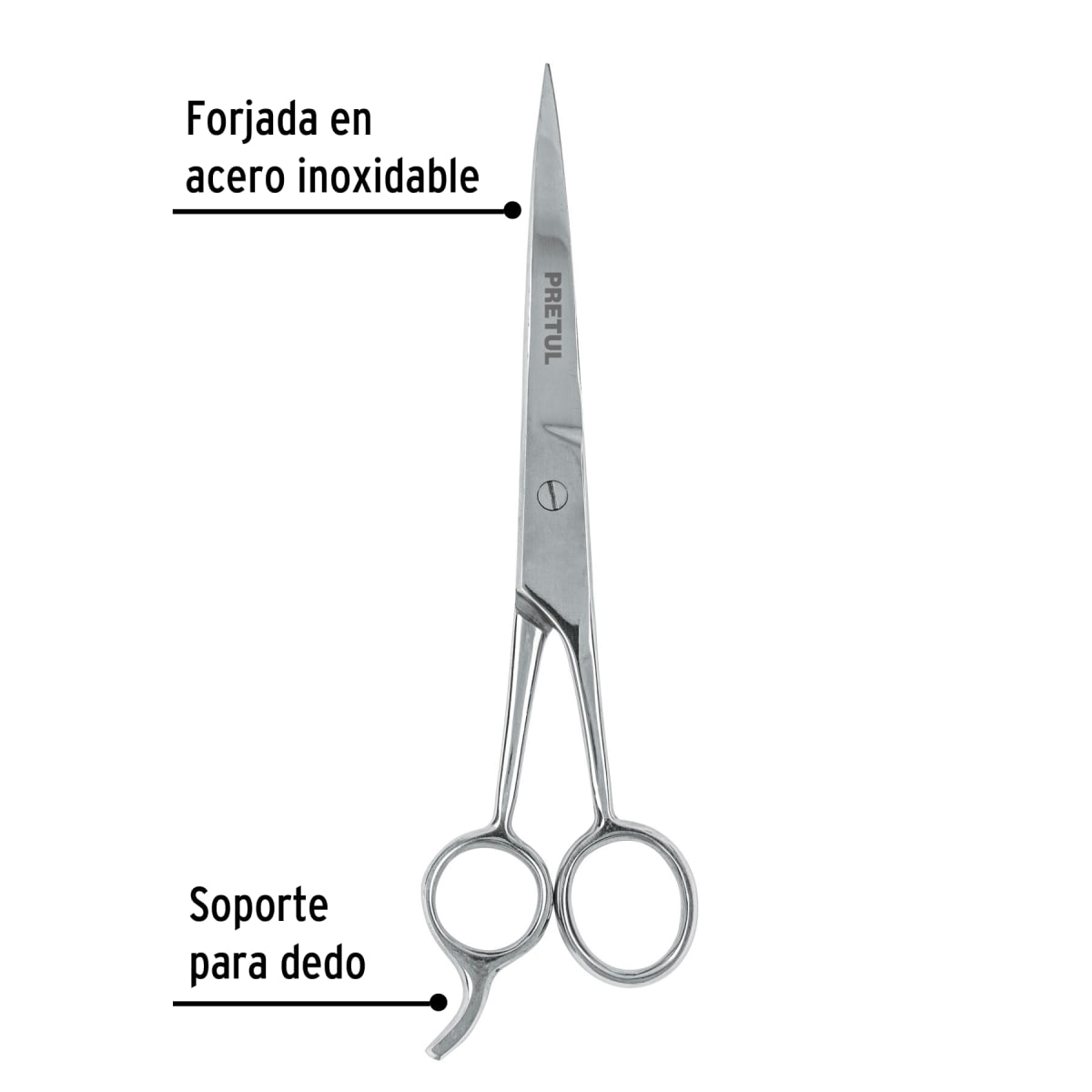Tijera 7-1/2´´ acero inox con gancho para estilista, Pretul2