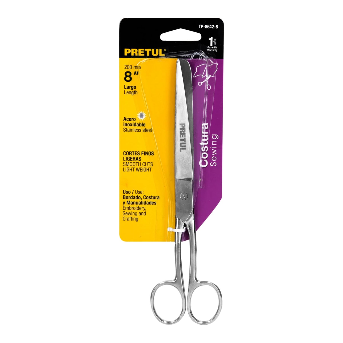 Tijera 8´´ de acero inoxidable para costura, Pretul4