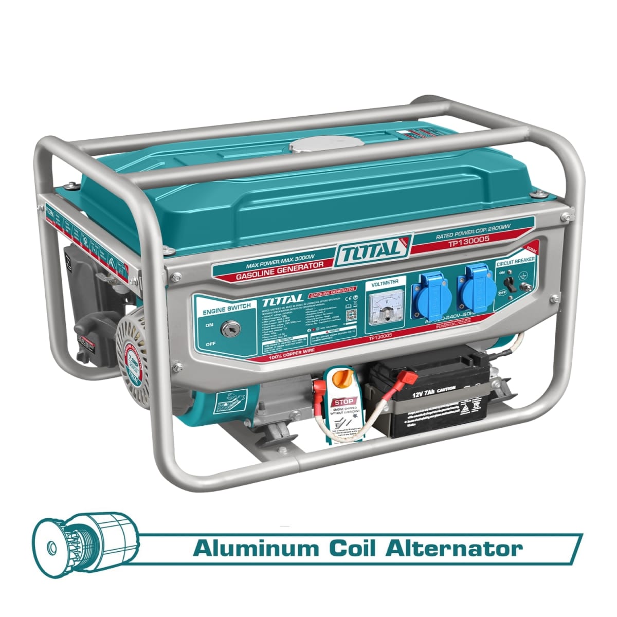 Generador gasolinero 3000w con arrancador eléctrico Industrial Total4