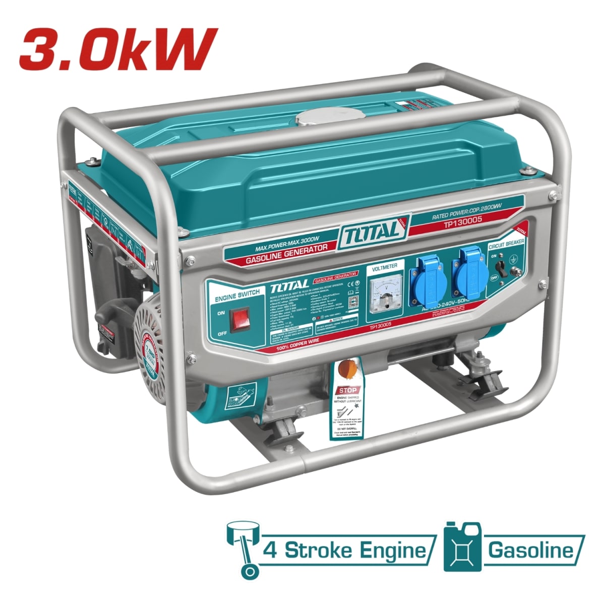 Generador gasolinero 3000w Industrial Total3