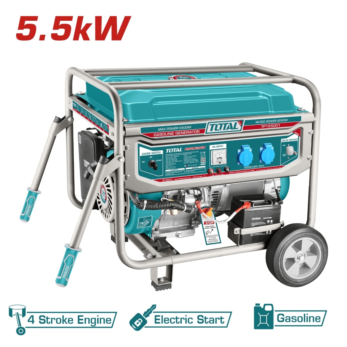 Generador gasolinero 5500w con arrancador eléctrico industrial Total3