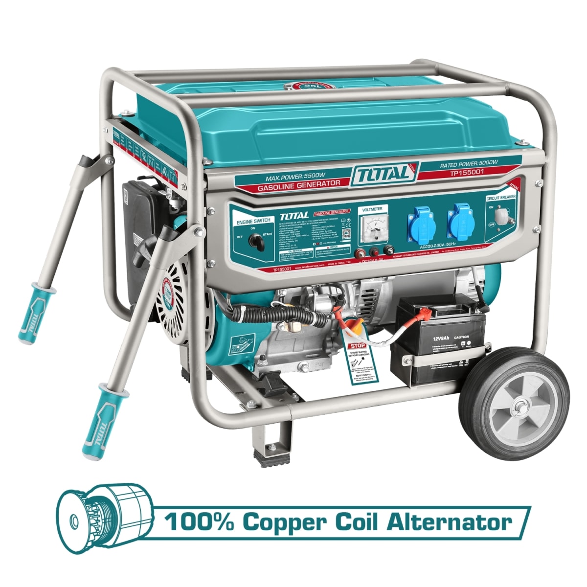 Generador gasolinero 5500w con arrancador eléctrico industrial Total4