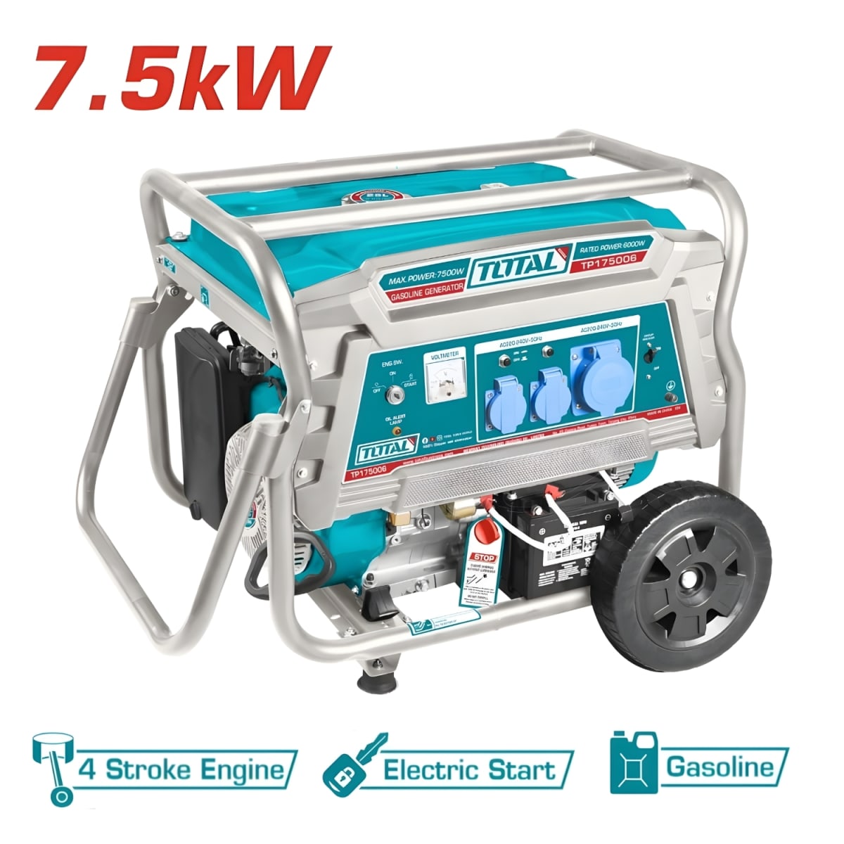 Generador gasolinero 7500w con arrancador eléctrico industrial Total3