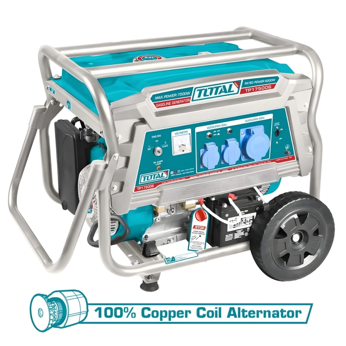 Generador gasolinero 7500w con arrancador eléctrico industrial Total4