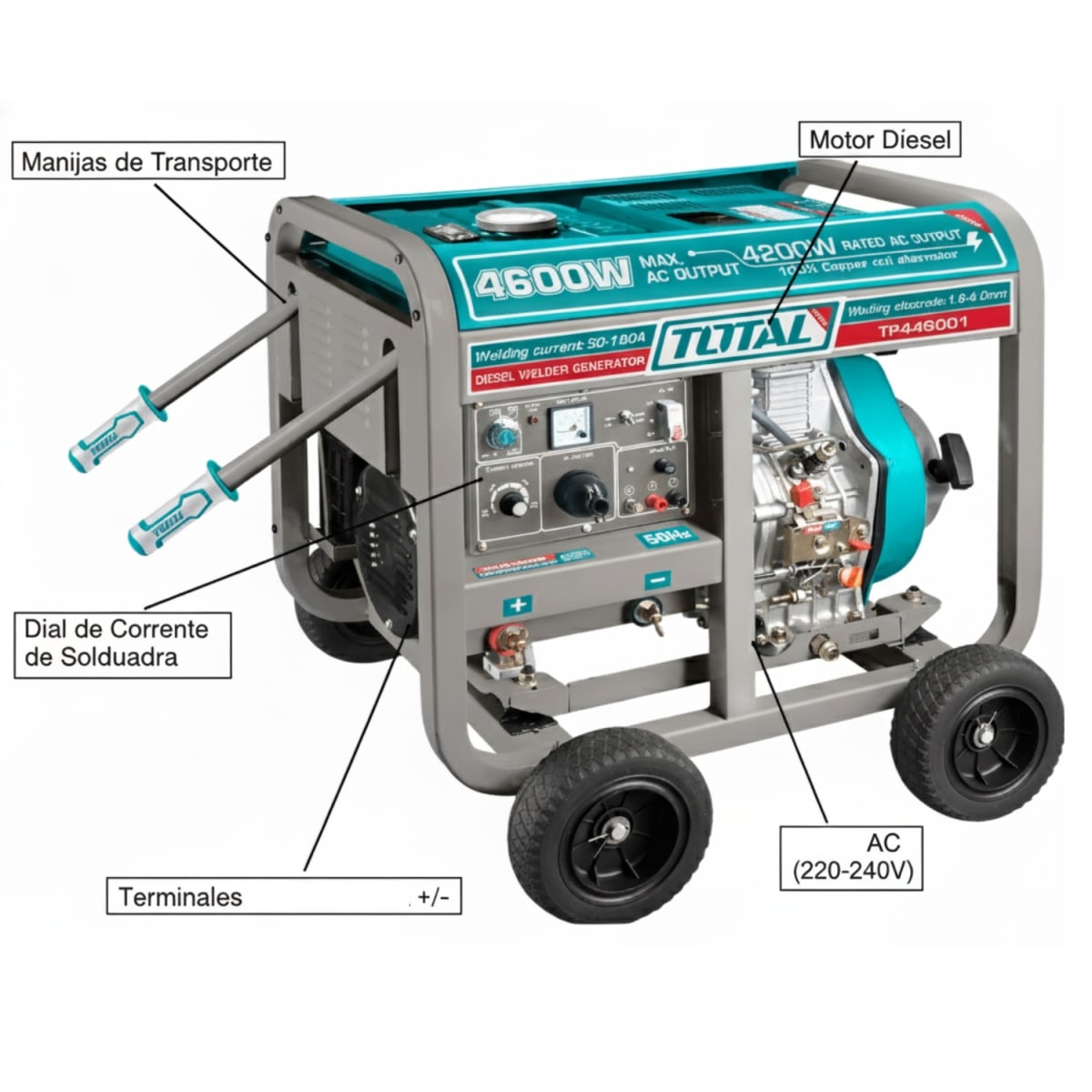 Generador 4600W + Soldadora 180AMP DIESEL Total4