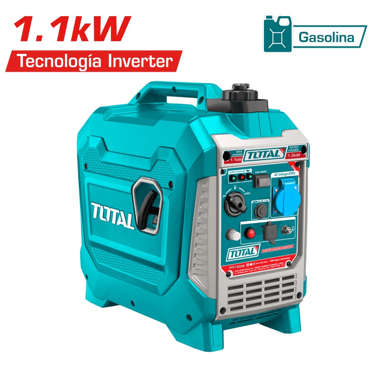 Generador gasolinero silencioso 1100w encapsulado Total4
