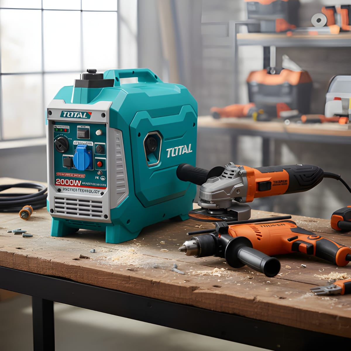 Generador Inverter Silencioso TOTAL 2000W + Taladro y Amoladora Truper2
