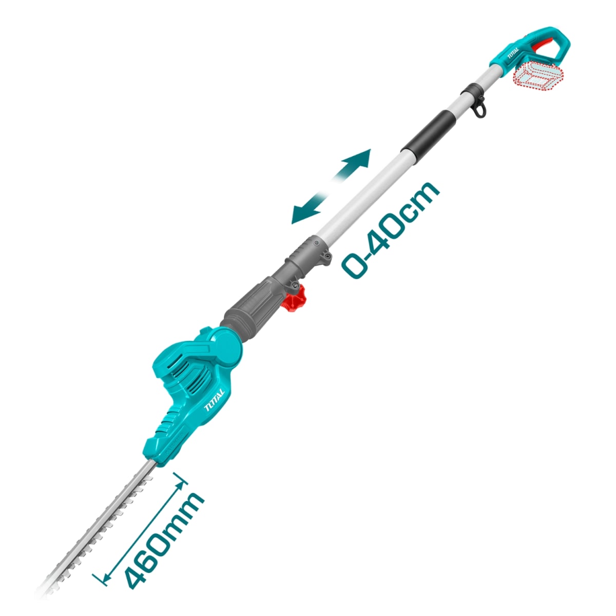 CortaSetos 46cm (solo cabezal) extension 0-40cm 20v Total4