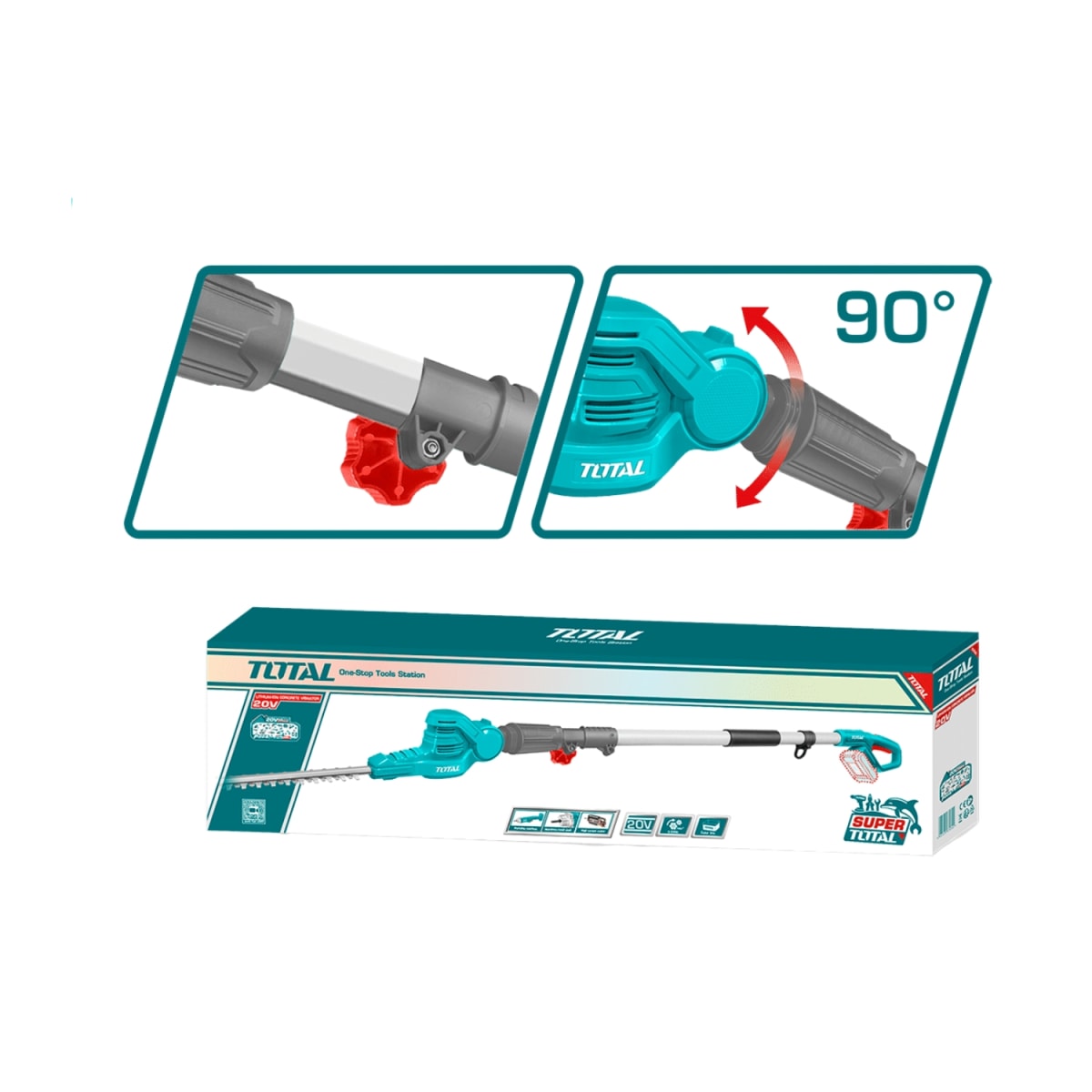 CortaSetos 46cm (solo cabezal) extension 0-40cm 20v Total3