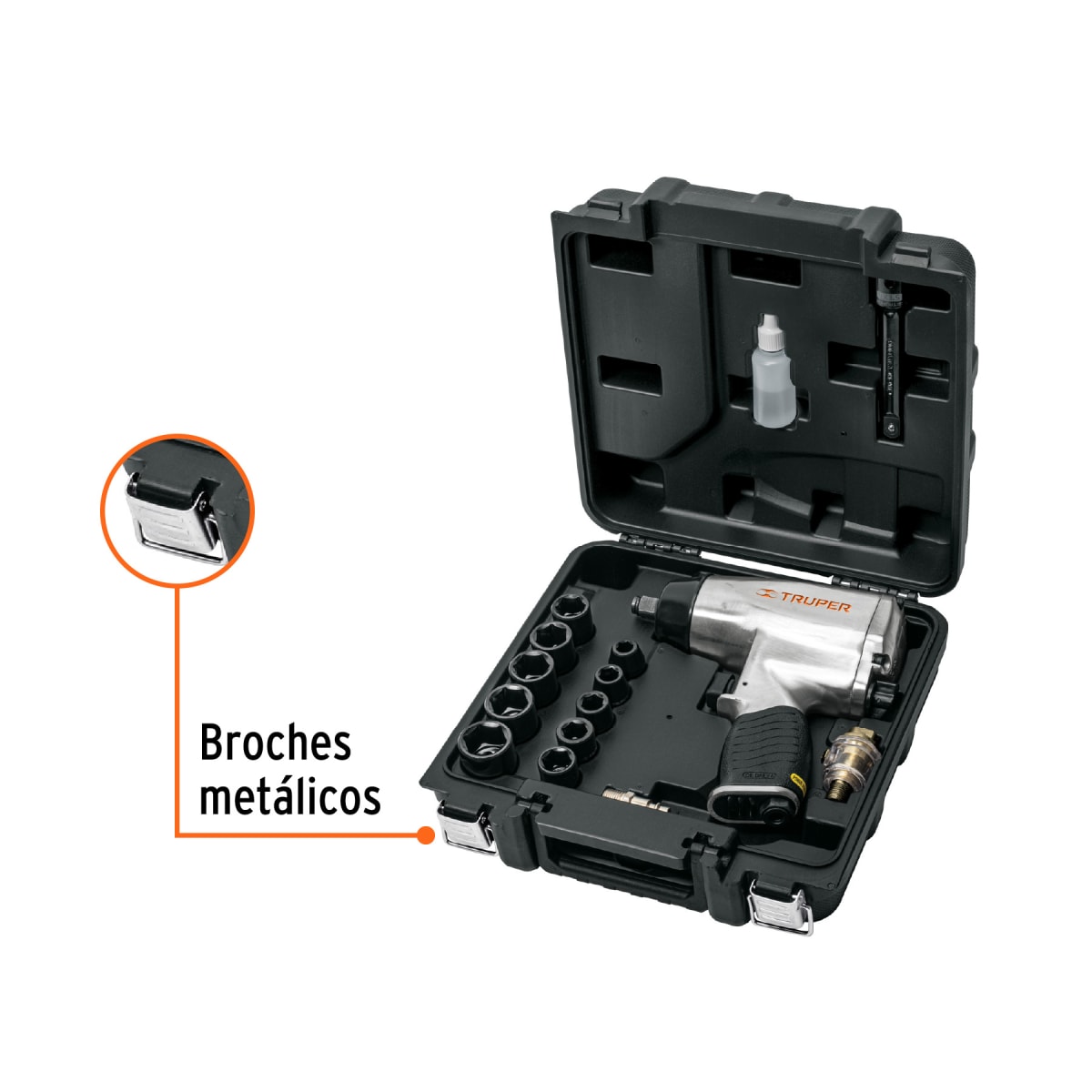 Kit de llave de impacto 1/2'' con estuche plástico Truper2