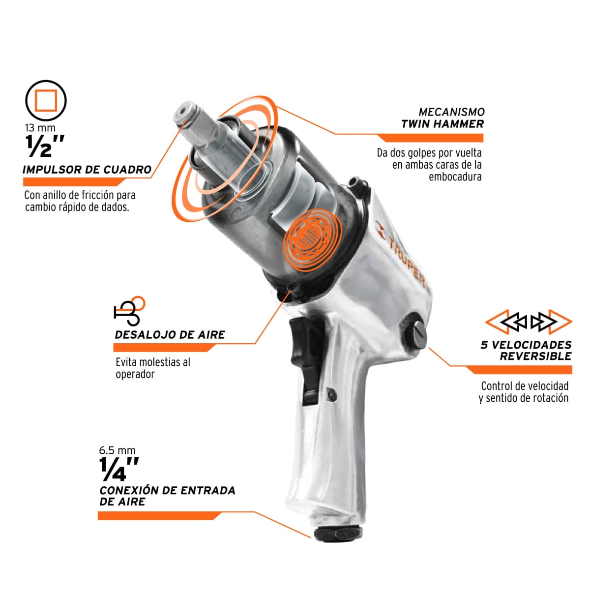 Llave de impacto nehumatica  industrial 1/2