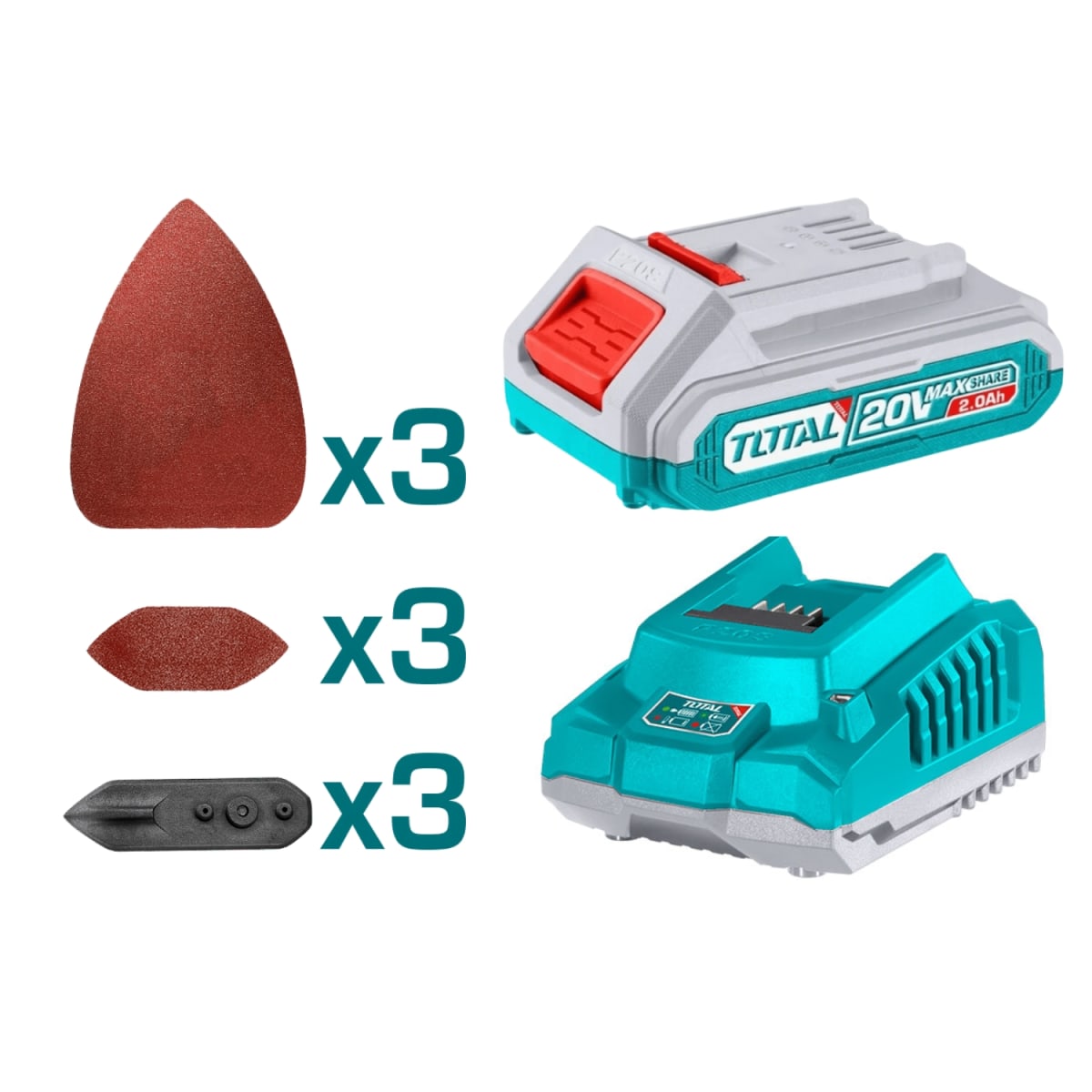 Lijadora Triangular Inalmabrica 5'' + Bateria y Cargador 20v Total3