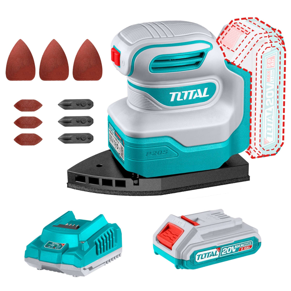 Lijadora Triangular Inalmabrica 5'' + Bateria y Cargador 20v Total1