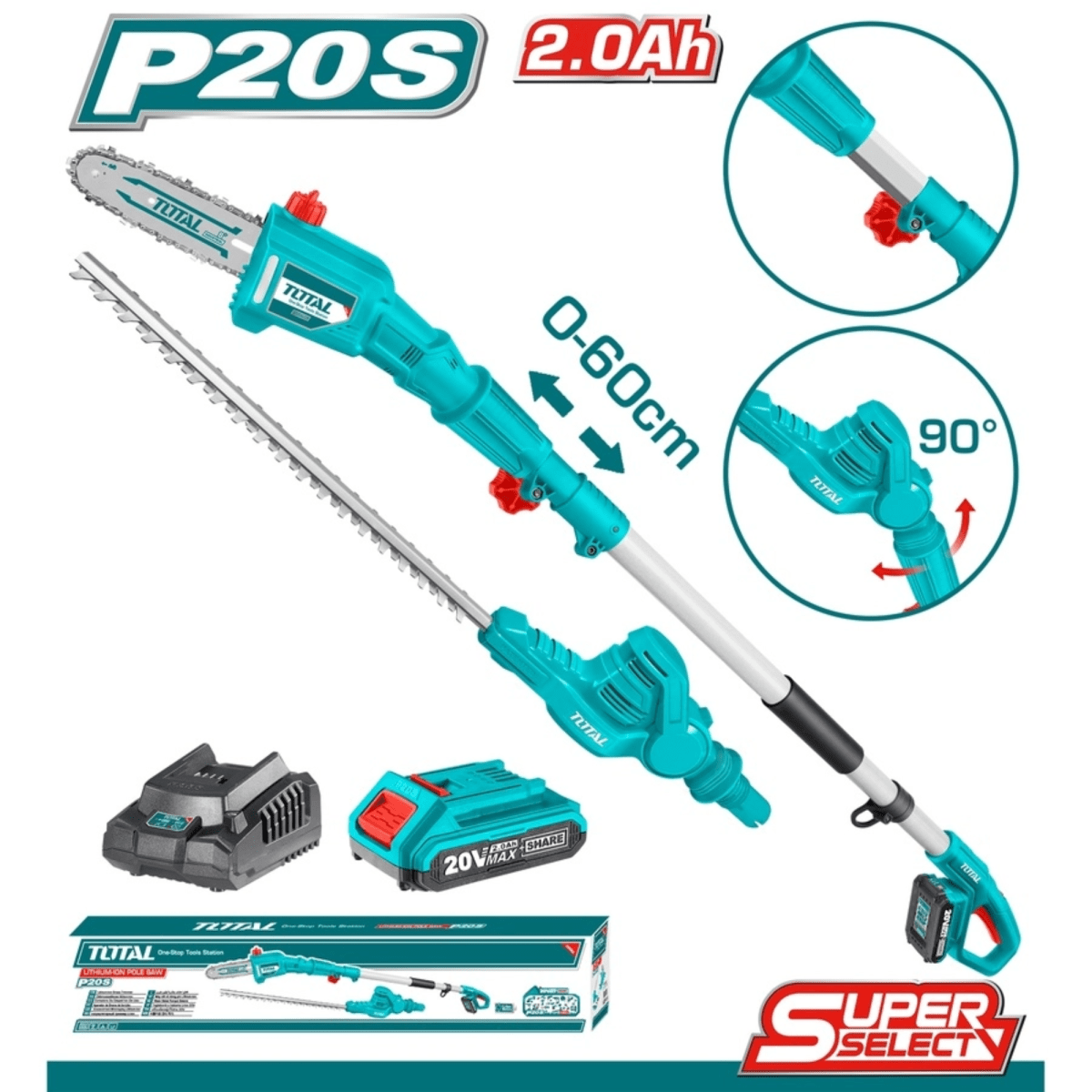 Desmalezadora para cortar ramas + cortasetos inalámbrico 20v total2