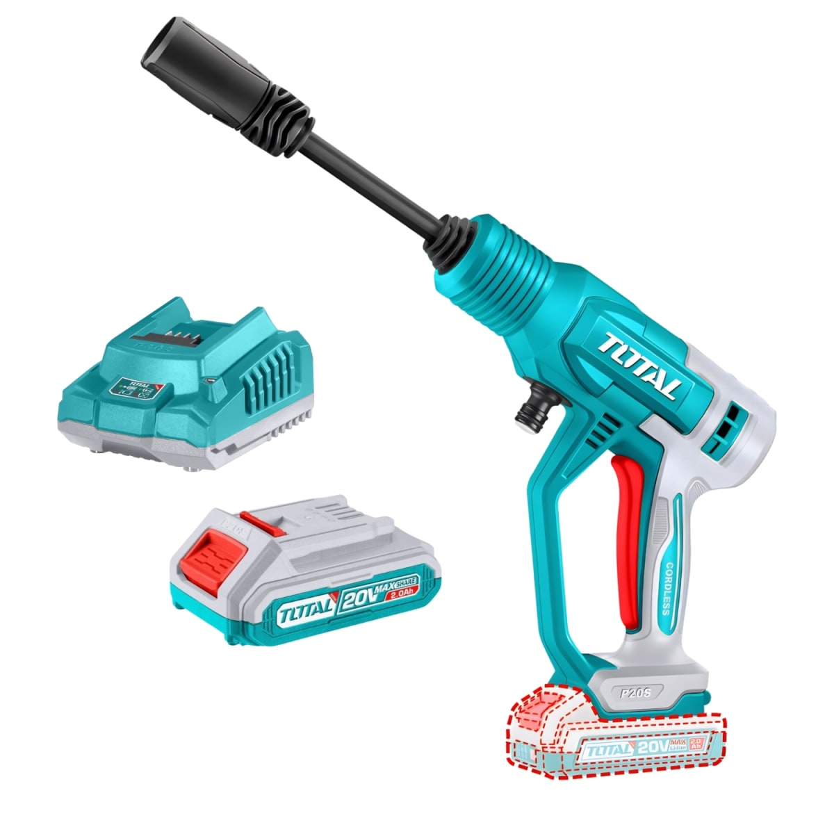 Hidrolavadora Inalámbrica + 1bat 2ah + 1 cargador 20v Total1