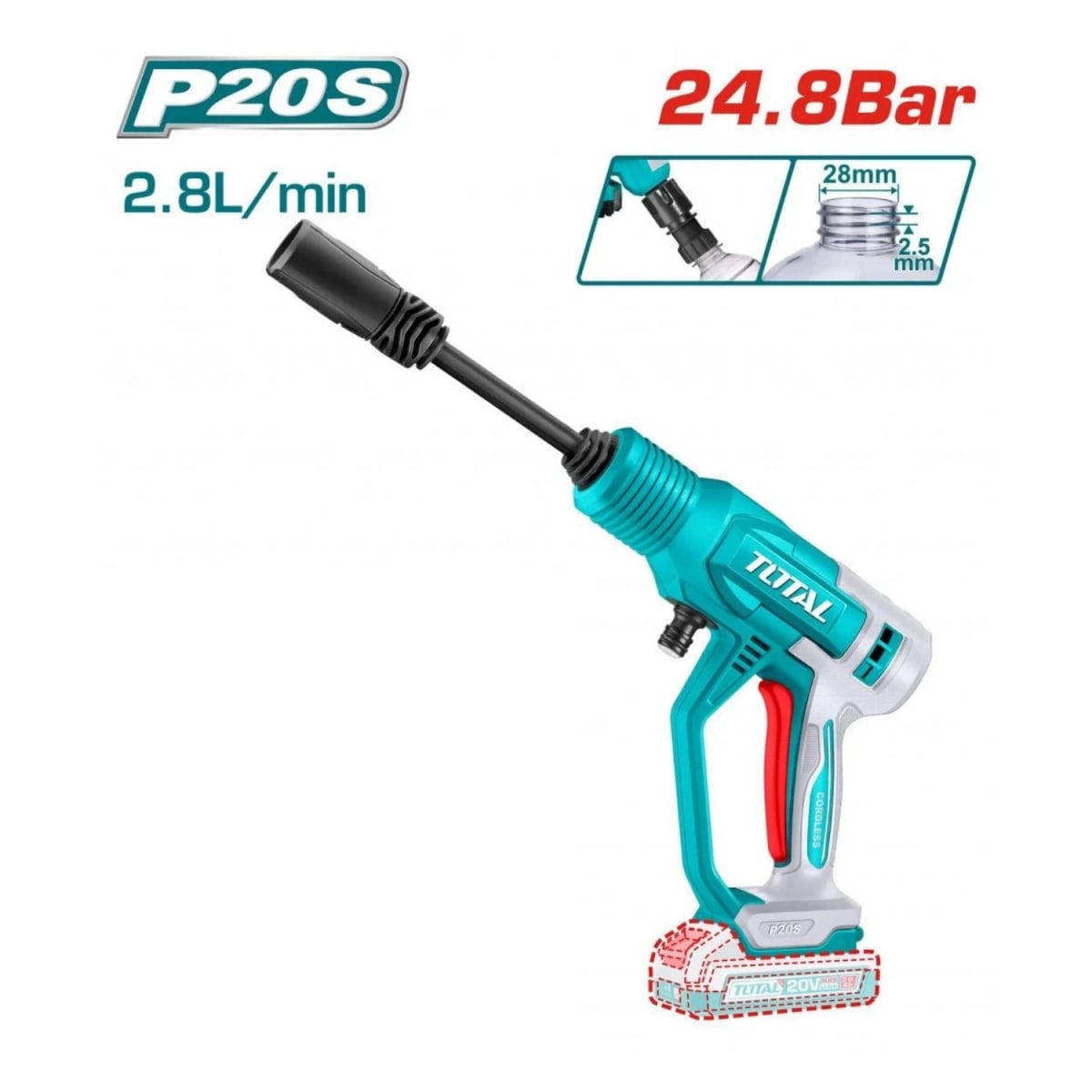 Hidrolavadora inalámbrica incluye batería y cargador Total2