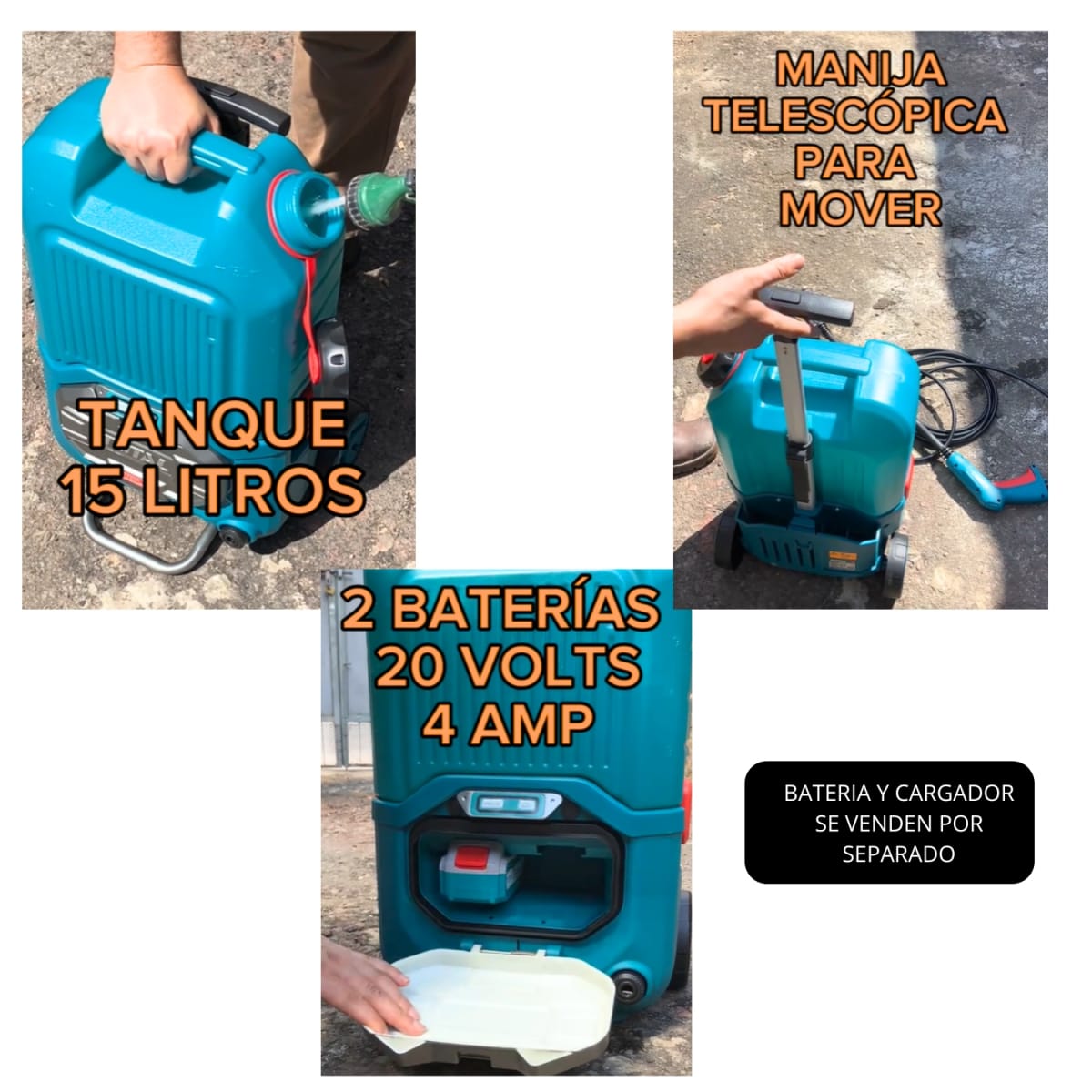 Hidrolavadora 4L/min 15Litros 80bar 40v (equipo solo) Total3