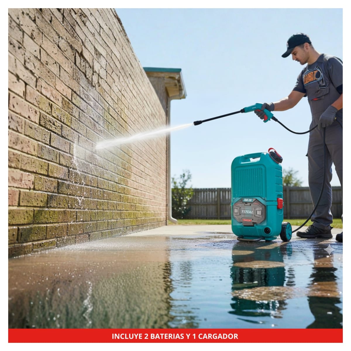 Hidrolavadora 4L/min 15Litros 80bar + 2 Baterias y Cargador 40v Total6