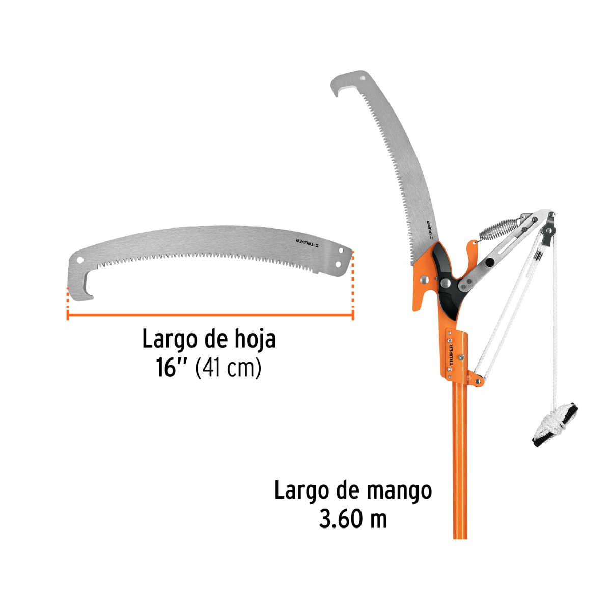 Cortador Para Ramas Altas 3,60m Fibra De Vidrio Truper 184103