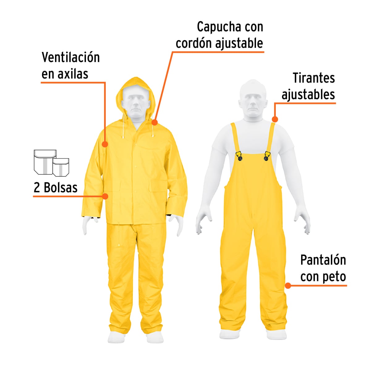 Conjunto impermeable doble capa, talla L, Truper2
