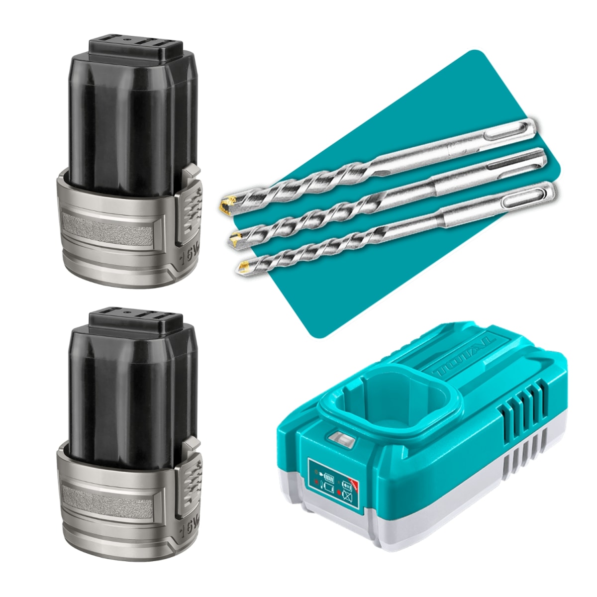 Rotomartillo sds Plus 1.8J + 2 Bateria y cargador 16v Total3