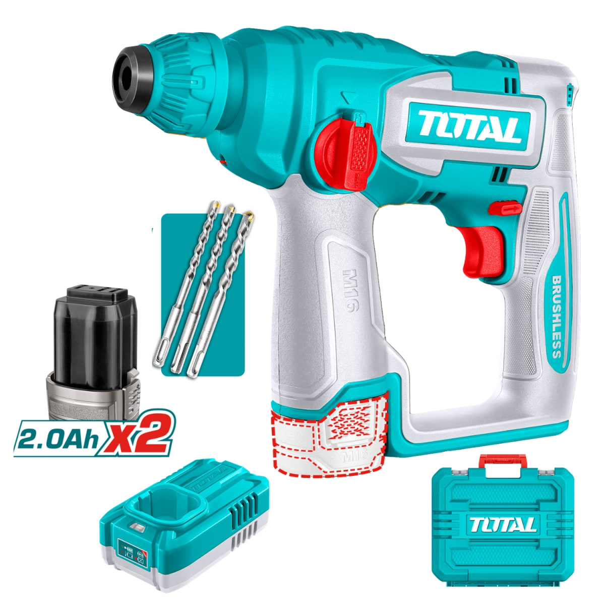 Rotomartillo sds Plus 1.8J + 2 Bateria y cargador 16v Total1