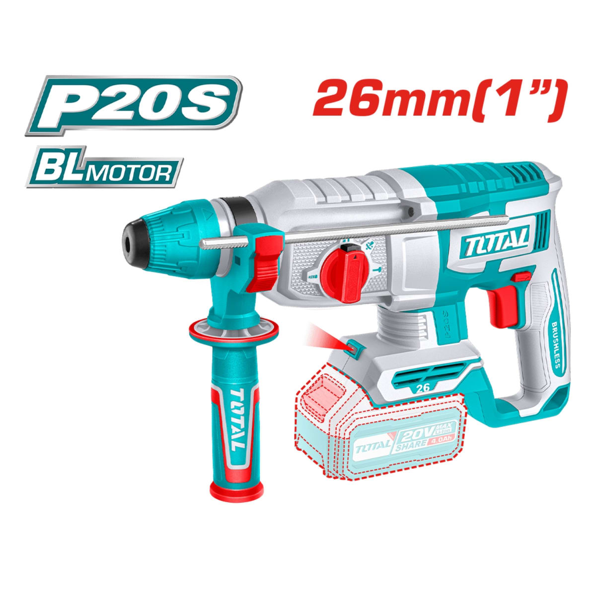 Combo Taladro 66nm + llave de impacto + Rotomartillo + Amoladora + Linterna Total6